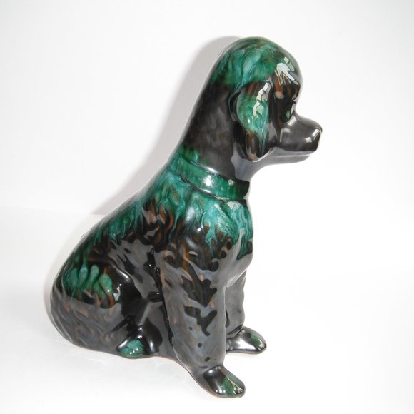 Vintage Blue Mountain Pottery Ceramic Dog Figurine Statue Sculpture Green/Black - Picture 5 of 8